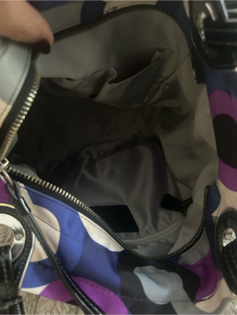 Coach Alex Op Art Tote 14398 Purple Blue Multicolor Y2K Shoulder Bag - Picture 8 of 9